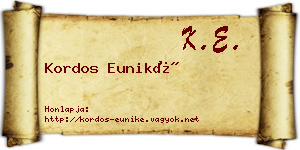 Kordos Euniké névjegykártya
